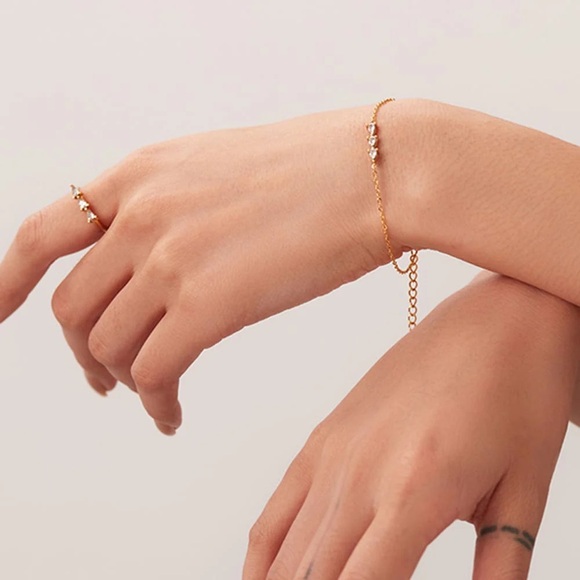 18K Gold Plated Dainty Zircon Bracelet*Birthstone Linear Pave Cubic Zirconia*JD - Picture 3 of 6